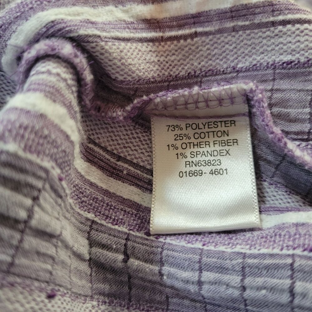 Christopher & Banks Womens Striped Button-Up Shirt L Purple Drawstring Waist - Picture 5 of 8